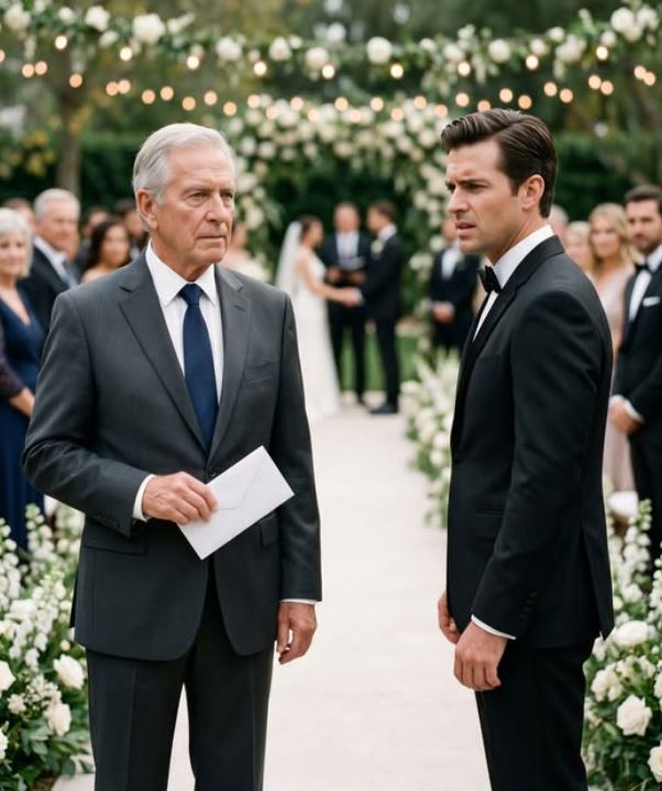 When I arrived at my son’s wedding, he came out to greet me and said, “Dad, I didn’t invite you. Families come here, but you’re not part of ours anymore. Go away.” I smiled and calmly replied, “Okay, son… but don’t forget to check your phone.” I left. When he checked his phone…