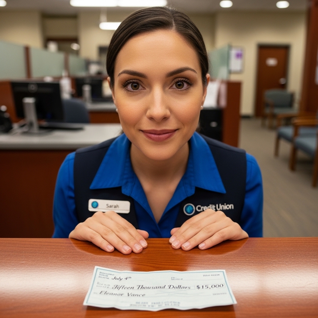 At the 4th of July cookout, grandma handed us each a $15,000 check. “It’s worthless,” stepmom laughed. “From a closed account.” My stepbrother tore his in half. I was the only one who kept mine. When I went to the credit union, the teller looked up and said.