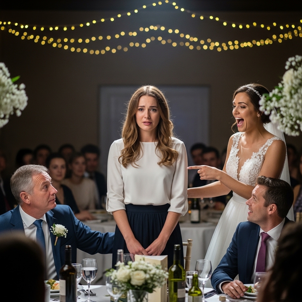 At my stepsister’s wedding dinner she introduced me and laughed: “This is my stepsister —just a uselss nurse.” The groom’s father stared at me: “Wait, you’re the girl who” The entire room froze.